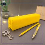 جامدادی ساده باریک پارچه برزنتی زرد