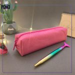 جامدادی ساده باریک پارچه برزنتی صورتی