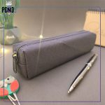 جامدادی ساده باریک پارچه برزنتی طوسی