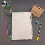 دفتر سبز گل خط دار