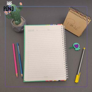 دفتر سبز گل خط دار