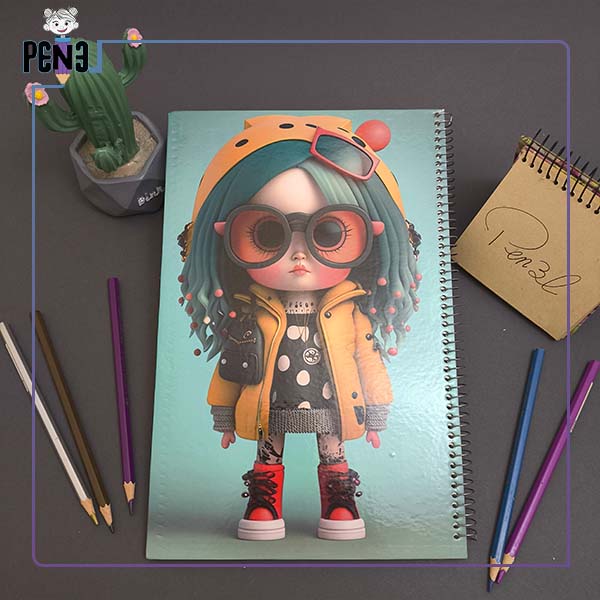 دفتر نقاشی دختر عینکی دفتر نقاشی دختر عینکی