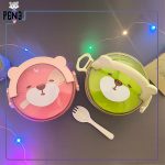 لانچ باکس خرسی تدی در دورنگ سبز و صورتی