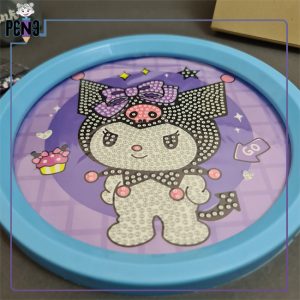 نقاشی الماسی قابدار دایره ای کورومی آبی بنفش