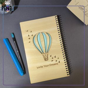 دفتر اروپایی چوبی ایمان طرح بالن آبی