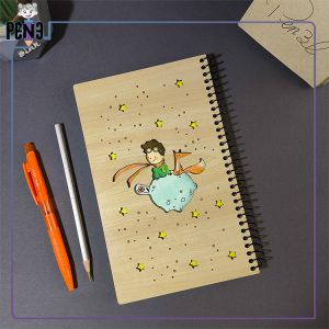 دفتر اروپایی چوبی ایمان طرح شازده کوچولو