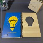 دفتر اروپایی جلد چوبی ایمان طرح لامپ ایده