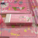 ست لوازم تحریر خرگوش صورتی مجموعه 5 عددی دفترچه، خط کش، مداد، تراش و پاک کن