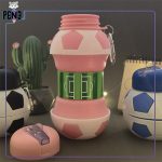 قمقمه تاشو توپ فوتبال رنگی صورتی