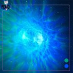 نور سبز و آبی چراغ خواب کهکشانی خرگوش فضانورد کیوت