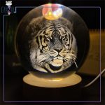 گوی شیشه ای ببر قطر 10 سانتی متر