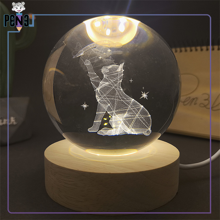 گوی کریستالی گربه اصلی گوی کریستالی گربه و پروانه