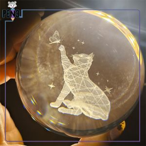 گوی کریستالی گربه و پروانه