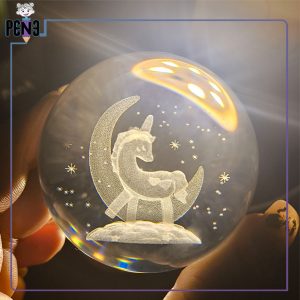 گوی کریستالی یونیکورن قطر 6 سانتی متری
