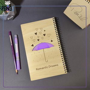 دفتر اروپایی چوبی ایمان طرح چتر بنفش