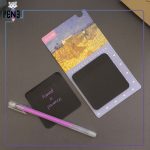 استیکی نوت مربعی مشکی خودکار دار نئونی صورتی