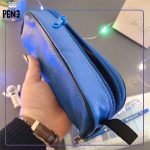 جامدادی چرمی دوزیپ رنگی آبی