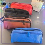 جامدادی چرمی دوزیپ رنگی