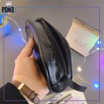 جامدادی چرمی دوزیپ رنگی مشکی