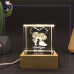 مکعب کریستالی بوسه عاشقانه عروس I love you هدیه ولنتاین