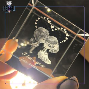 مکعب کریستالی بوسه عاشقانه عروس I love you هدیه ولنتاین