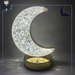 چراغ خواب ماه کریستالی دکمه لمسی سه حالت نور مهتابی سفید