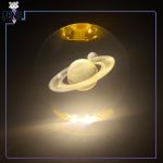 گوی کریستالی گردان پایه طلایی سیاره زحل