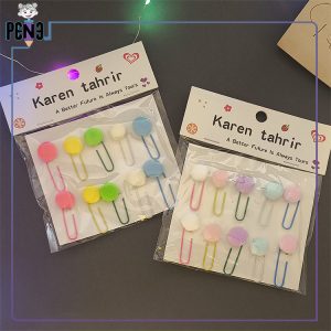 گیره کاغذ فانتزی رنگی پوم پوم