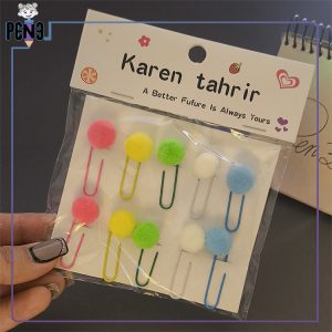 گیره کاغذ فانتزی رنگی پوم پوم