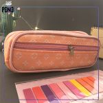 جامدادی چرمی دوزیپ طرح لویی ویتون LV صورتی