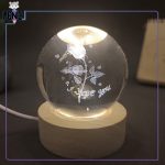 گوی کریستالی عاشقانه گل رز I love you قطر 6 سانت