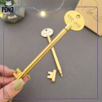 خودکار آبی فانتزی طرح کلید سادهخ طلایی