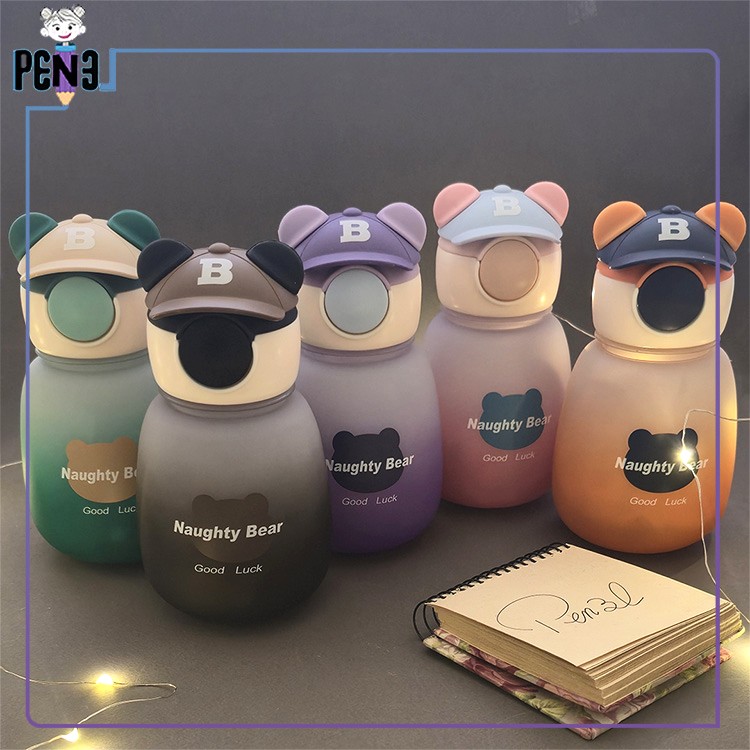 قمقمه خرسی 2 قمقمه نشکن پلاستیکی خرس کلاه بیسبالی رنگی