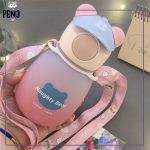 قمقمه نشکن پلاستیکی خرس کلاه بیسبالی رنگی صورتی