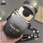 قمقمه نشکن پلاستیکی خرس کلاه بیسبالی رنگی مشکی