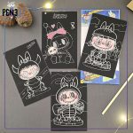 نقاشی خراشیدنی پک 4 تایی لابوبو Labubu آبی