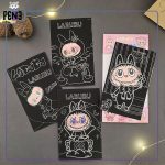 نقاشی خراشیدنی پک 4 تایی لابوبو Labubu صورتی