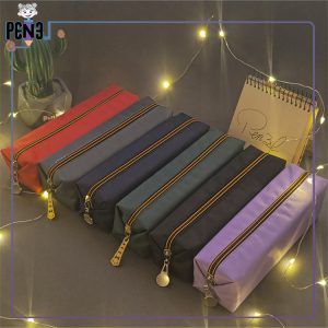 جامدادی ساده باریک برزنتی زیپ نارنجی