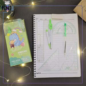 ست پرگار ابزار رسم 7 تکه دایناسور سبز