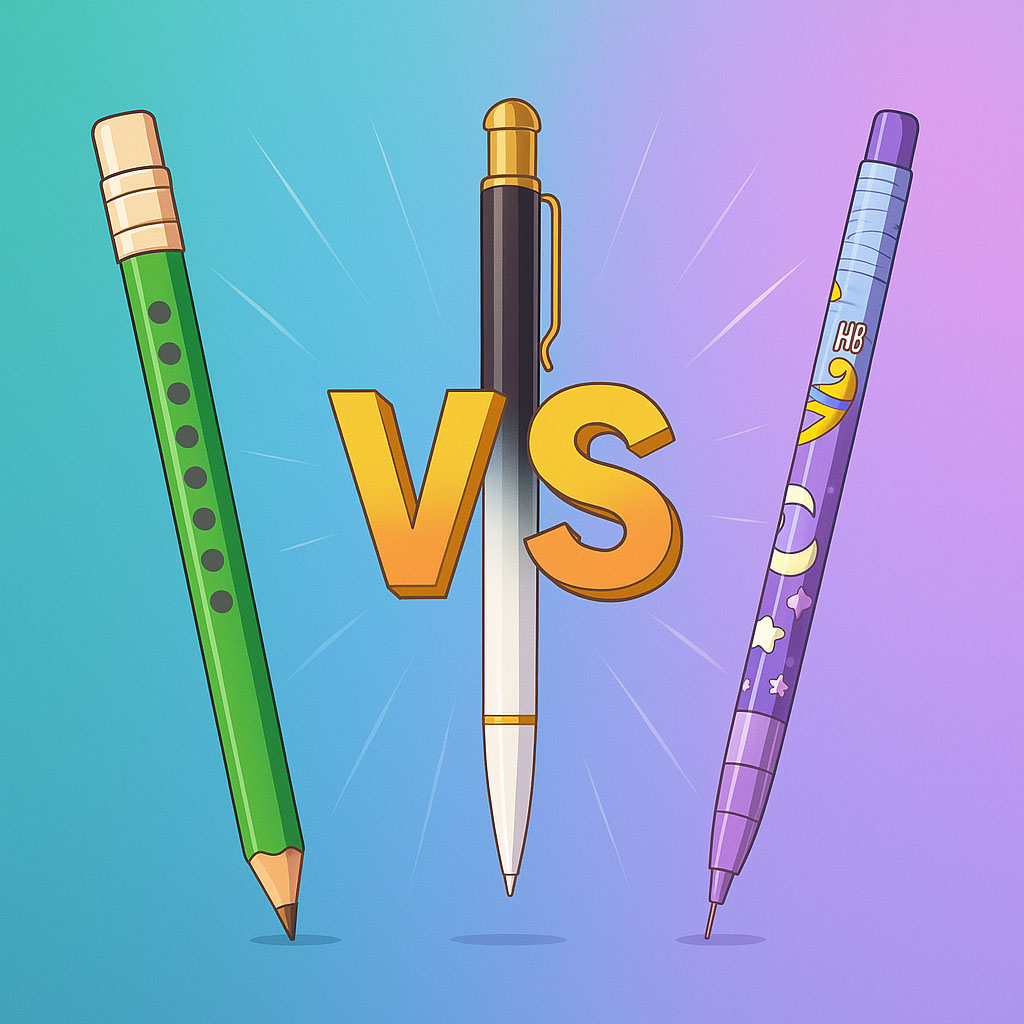 مقایسه اتود، مداد و مداد فشنگی