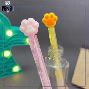 خودکار فانتزی پاک کن دار پنجه نارنجی و صورتی