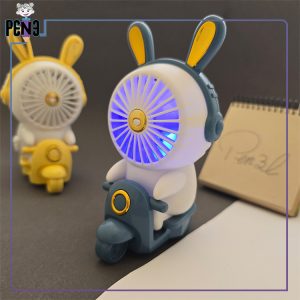 مینی فن رومیزی خرگوش وسپاسوار چراغ دار شارژی