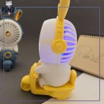 مینی فن رومیزی خرگوش وسپاسوار چراغ دار شارژی زرد