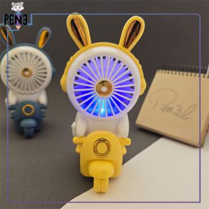 مینی فن رومیزی خرگوش وسپاسوار چراغ دار شارژی زرد