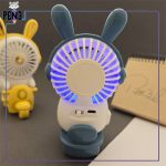 مینی فن رومیزی خرگوش وسپاسوار چراغ دار شارژی آبی