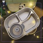 لانچ باکس طرح پاندا دارای قاشق، چاپ استیک و کیف آلمینیومی دسته دار