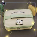 لانچ باکس طرح پاندا دارای قاشق، چاپ استیک و کیف آلمینیومی دسته دار