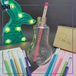 مداد مشکی رنگی با قلب نقره ای مقطع مثلثی