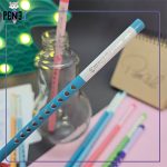 مداد مشکی رنگی با قلب نقره ای مقطع مثلثی آبی تیره