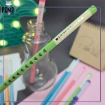 مداد مشکی رنگی با قلب نقره ای مقطع مثلثی سبز